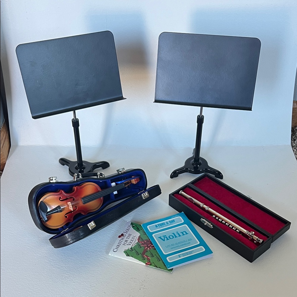American Girl Doll Violin and Music Stand Set - Black and Red